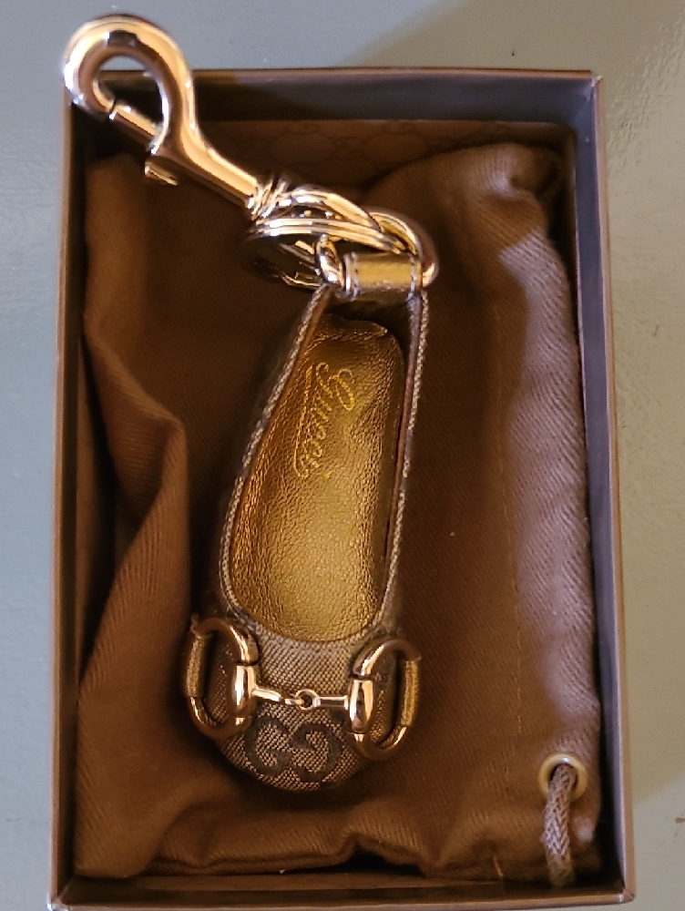 Gucci Brown Monogram Mini Bag Charm With Gold Hardware